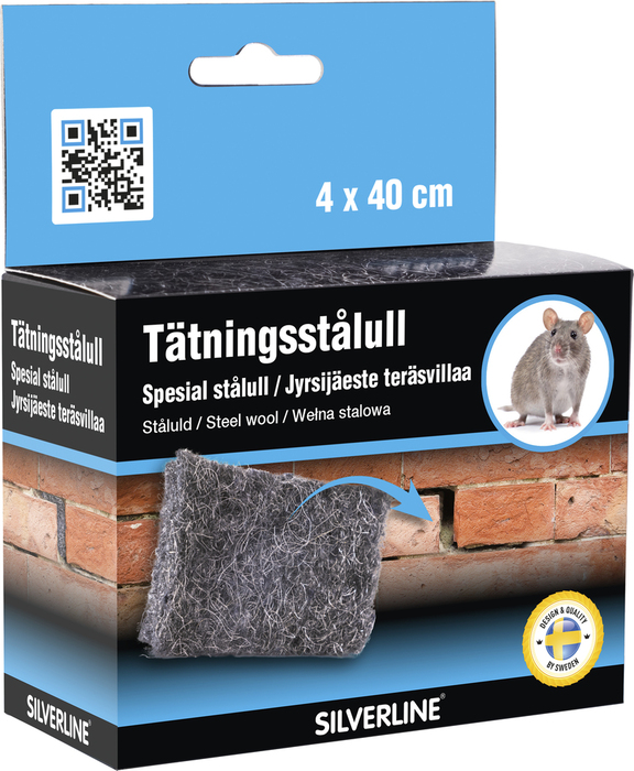 Tätningsstålull Mus & Råtta 4 x 40 cm Silverline